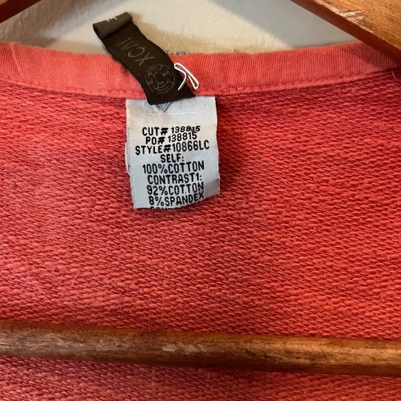 XCVI Women' s 3/4 Sleeve Hooded Zip Jacket Lightweight Gray/Orange Ombre--SZ Med - Picture 8 of 10